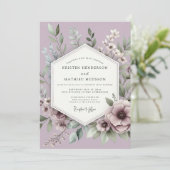 Lilac Botanische Weide Bruiloft Kaart (Staand voorkant)