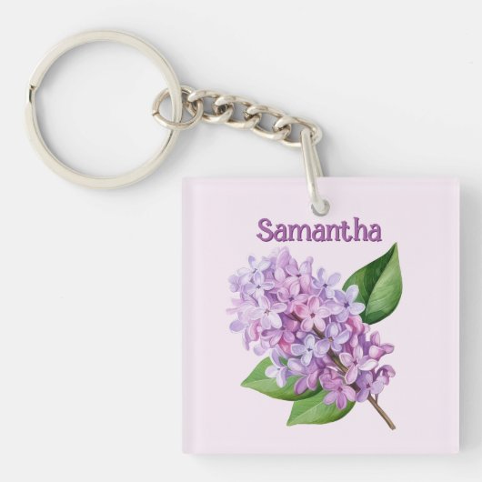 Lilac Branch on Soft Pink Background Sleutelhanger (voorkant)