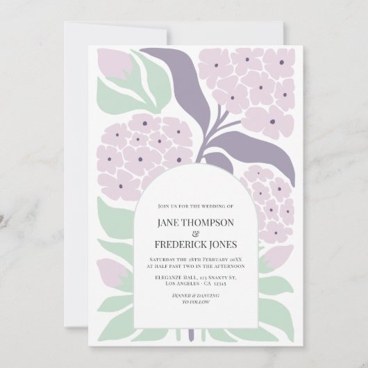 Lilac Breeze Floral Modern Spring Wedding Kaart (Voorkant)
