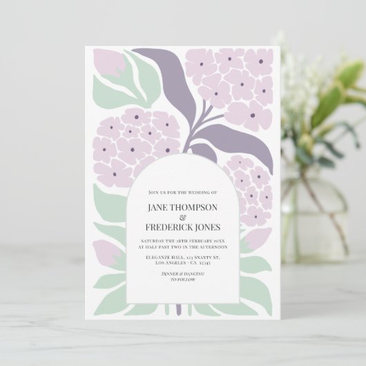 Lilac Breeze Floral Modern Spring Wedding Kaart (Staand voorkant)