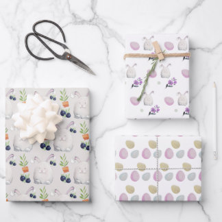 Lilac Bunny Colorful Watercolor Pattern Inpakpapier Vel