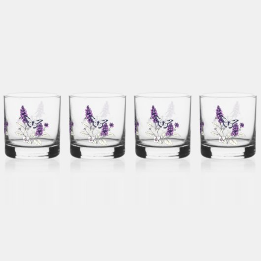 Lilac Butterfly Bush Whisky Glas (Achterkant)