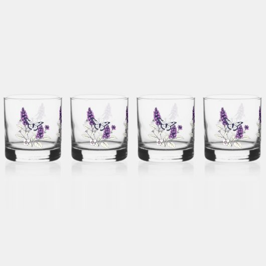 Lilac Butterfly Bush Whisky Glas (Voorkant)