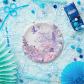 Lilac Butterfly Watercolor Disposable Papieren Bordje (Feest)
