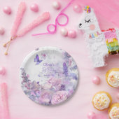 Lilac Butterfly Watercolor Disposable Papieren Bordje (Feest)