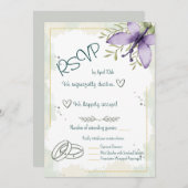 Lilac Butterfly Watercolour RSVP Card Kaart (Voorkant / Achterkant)