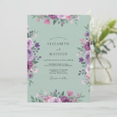 Lilac Celadon Geschilderde Bruiloft Kaart (Staand voorkant)