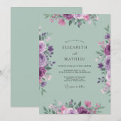 Lilac Celadon Geschilderde Bruiloft Kaart (Voorkant / Achterkant)