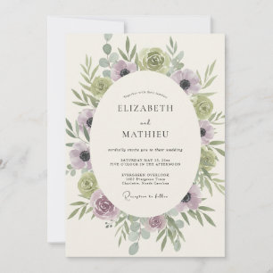 Lilac Celadon Krans Bruiloft Kaart