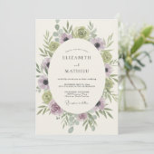 Lilac Celadon Krans Bruiloft Kaart (Staand voorkant)