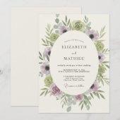 Lilac Celadon Krans Bruiloft Kaart (Voorkant / Achterkant)