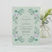 Lilac Celadon Leaf Bruiloft Kaart (Staand voorkant)