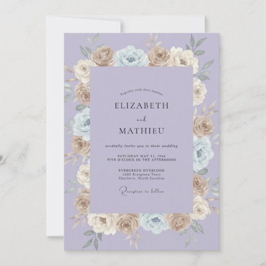 Lilac Champagne Bloom Bruiloft Kaart (Voorkant)