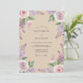 Lilac Champagne Wijnstok Bruiloft Kaart (Staand voorkant)