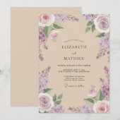 Lilac Champagne Wijnstok Bruiloft Kaart (Voorkant / Achterkant)