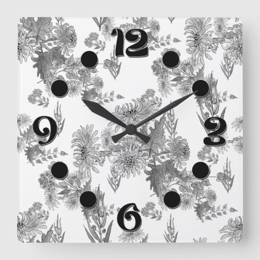 Lilac chrysanthemums , watercolor square wall cloc vierkante klok (Voorkant)