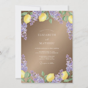 Lilac Citroen Botanische Romantische Bruiloft Kaart