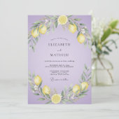 Lilac Citroen Verzorgde Eucalyptus Bruiloft Kaart (Staand voorkant)