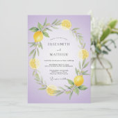 Lilac Citroen Zachte Eucalyptus Bruiloft Kaart (Staand voorkant)