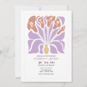Lilac & Clay Rose Abstract Floral Boho Wedding Kaart (Voorkant)