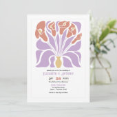 Lilac & Clay Rose Abstracte Bloem Boho Bruiloft Kaart (Staand voorkant)