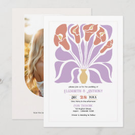 Lilac & Clay Rose Abstracte Bloem Boho Bruiloft Kaart
