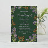 Lilac Colorful Wildflower Botanical Wedding Kaart (Staand voorkant)
