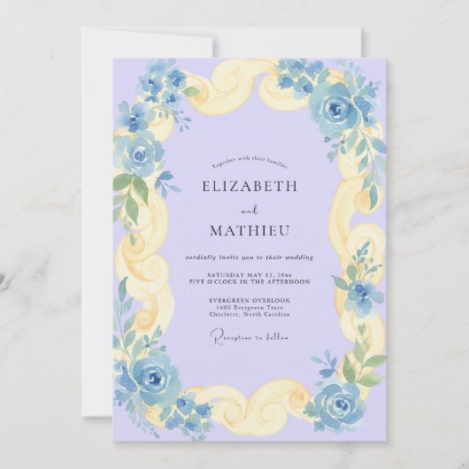 Lilac Crème Rol Eucalyptus Bruiloft Kaart (Voorkant)