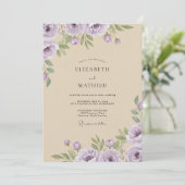Lilac Crème Watercolor Bruiloft Kaart (Staand voorkant)