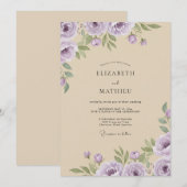 Lilac Crème Watercolor Bruiloft Kaart (Voorkant / Achterkant)