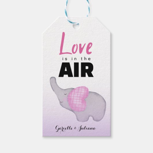 Lilac Cute Baby Elephant Valentine's Day   Cadeaulabel (Voorkant)