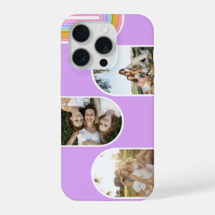 Lilac Cute Modern 3 Foto Lay-out Aangepast iPhone 15 Pro Case