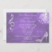 Lilac Disco Ball, Princess Coach & Horses Sweet 16 Kaart (Achterkant)