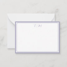 Lilac drie Border Monogram Notitiekaart