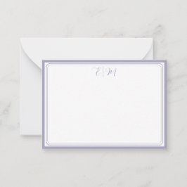 Lilac drie Border Monogram Notitiekaart Notitiekaartje