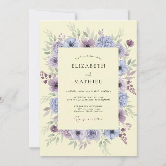 Lilac Droom Botanische Bruiloft Kaart (Voorkant)