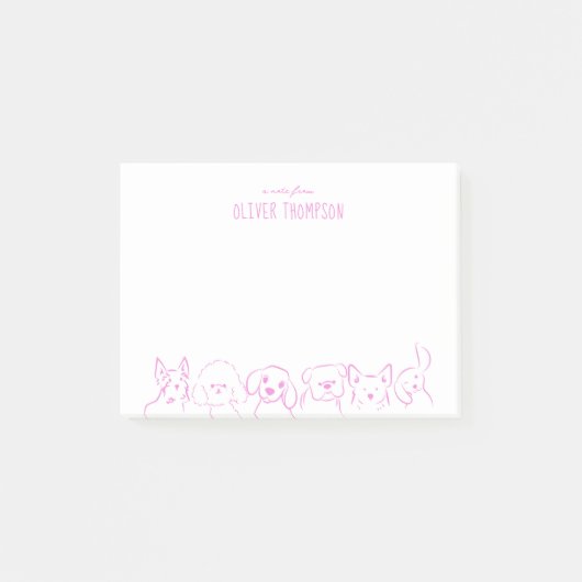 Lilac Een briefje van Cute Dog Animal Sketch Notes (Voorkant)