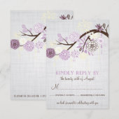 Lilac en Crème Bloemen Rustieke Trouw RSVP Kaart (Voorkant / Achterkant)