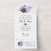 Lilac en houtskool bloemige bruiloft all in one uitnodiging (Binnen)