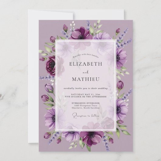 Lilac Enchanting Spring Wedding Kaart (Voorkant)