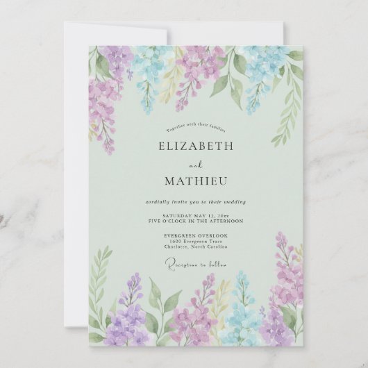 Lilac Ethische Bloesem Bruiloft Kaart (Voorkant)