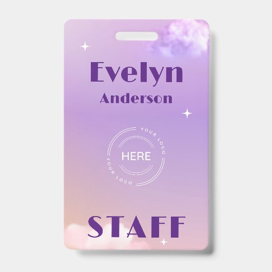 Lilac Event Personeel Aangepaste Logo Naam Badge (Voorzijde)