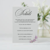 Lilac floral Elegant Enclosure Card Details Informatiekaartje (Staand voorkant)