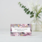Lilac Floral Gold Luxe Nail Salon Visitekaartje (Staand voorkant)