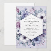Lilac Floral Meadow Romance Wedding Kaart (Voorkant / Achterkant)
