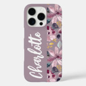 Lilac Floral Pattern Monogram Case-Mate iPhone Case (Achterkant)