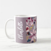 Lilac Floral Pattern Monogram Koffiemok (Links)