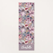Lilac Floral Pattern Monogram  Yogamat (Voorkant)