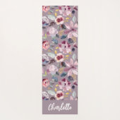Lilac Floral Pattern Monogram  Yogamat (Achterkant)