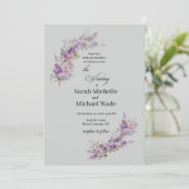 Lilac Floral Wedding Invitation Kaart (Staand voorkant)
